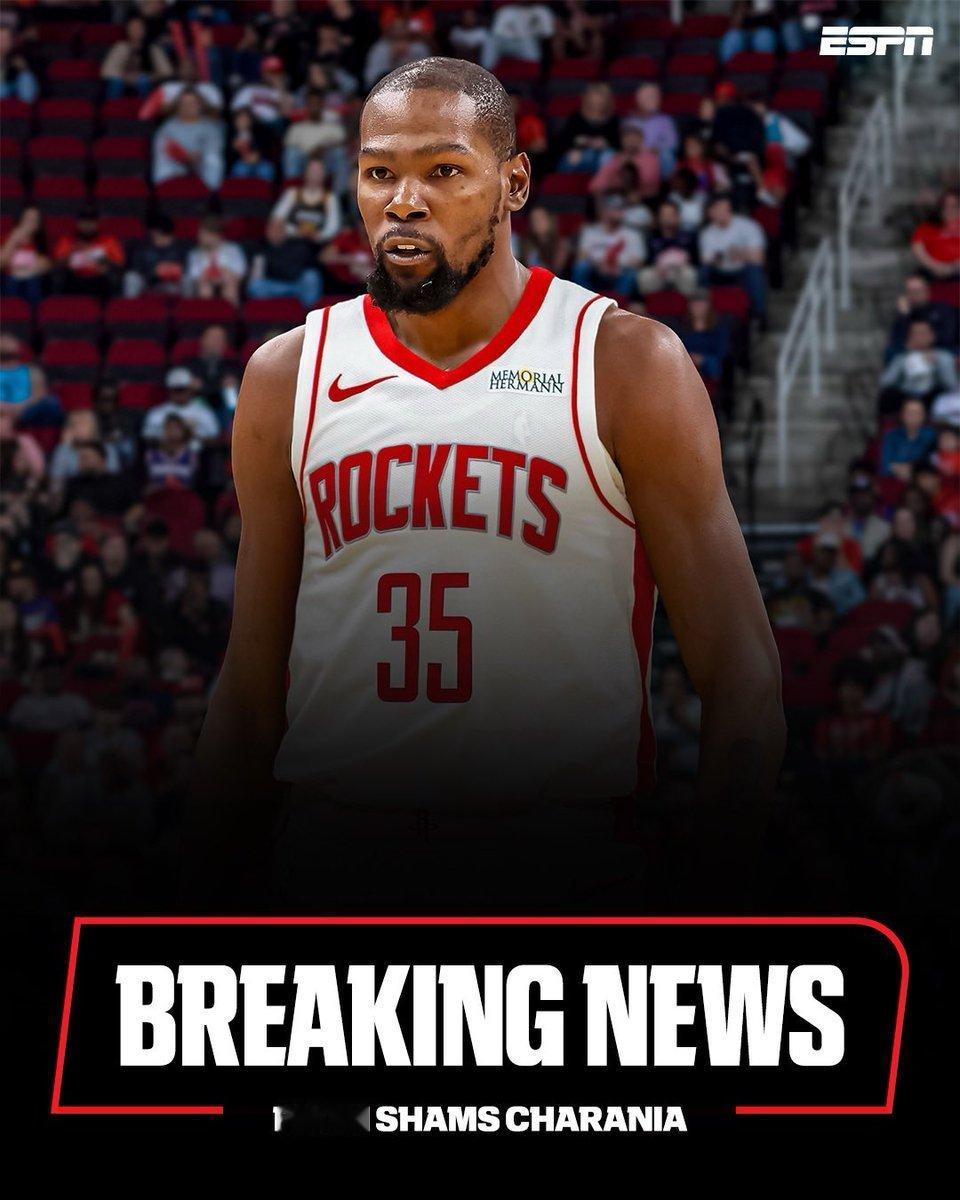 Shams菲尼克斯太阳队将用两届 NBA 总决赛 MVP 凯文·杜兰特与休斯顿火