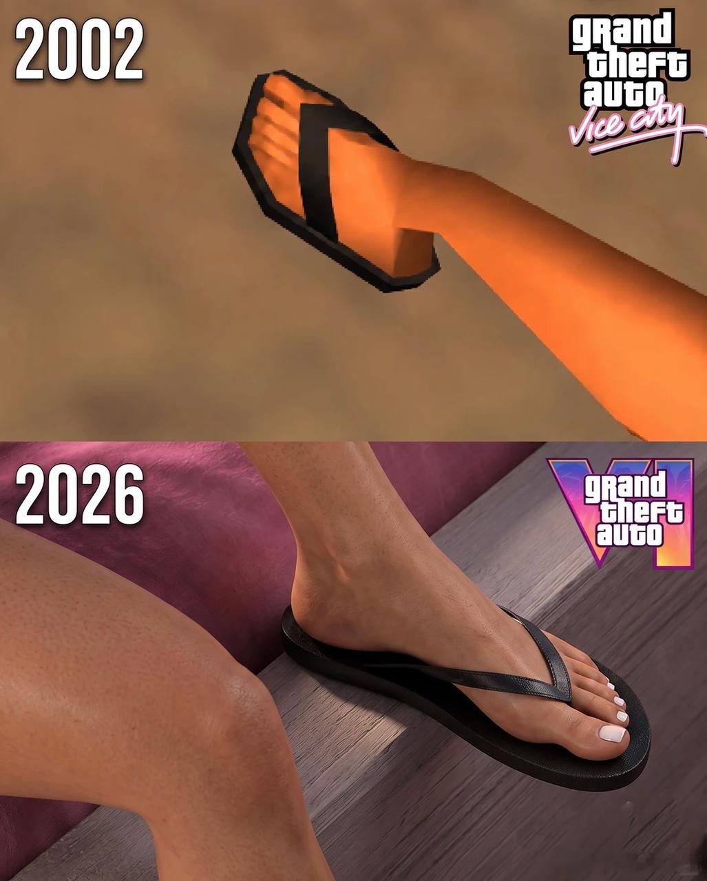 当年玩罪恶都市的时候是真觉得画面惊艳，如今跟 GTA6 同场景一对比才发现糊得不