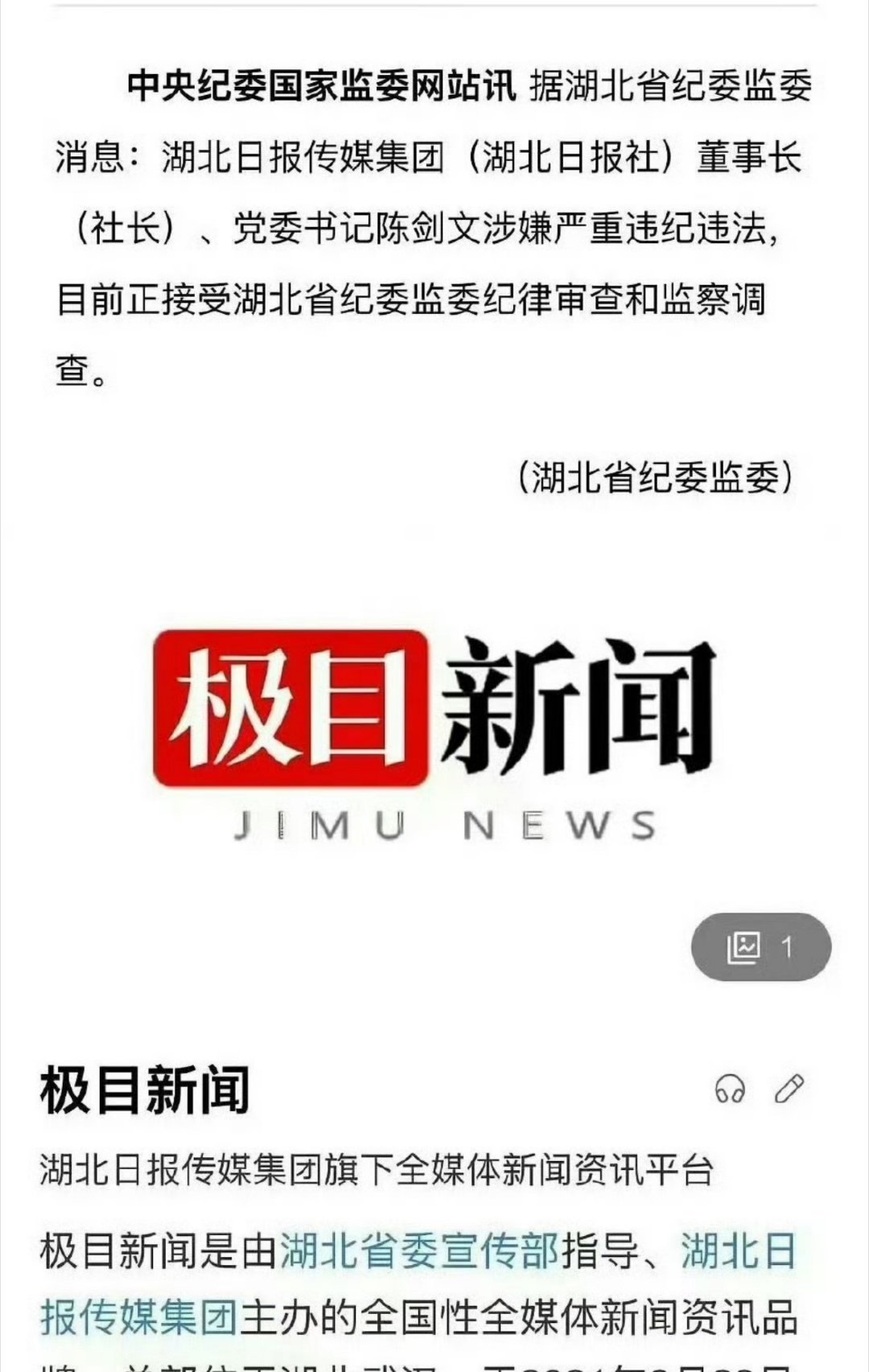 极目新闻被查 ​​​