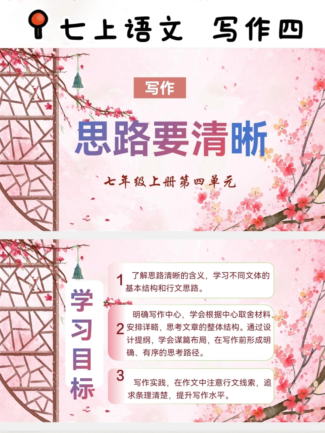 七上语文|写作四“思路要清晰”课件它来了