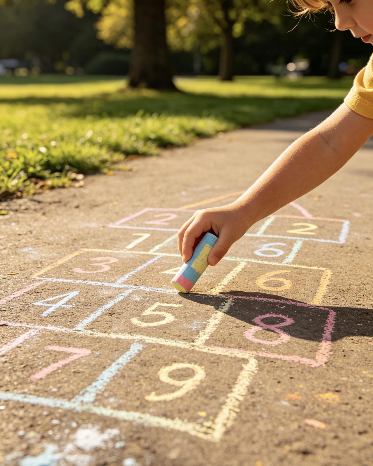 用这3个游戏，让孩子牢牢记住你的电话！

1️⃣ 数字跳房子：用粉笔在地上画格子