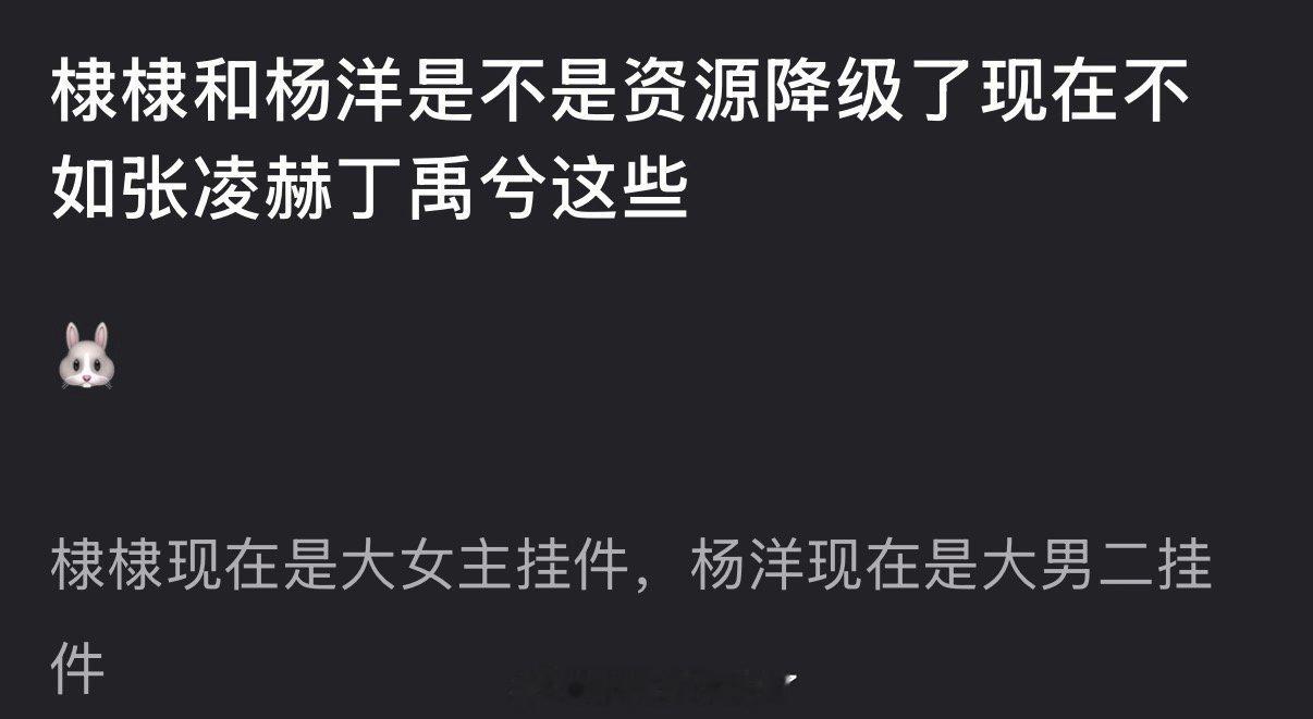 王鹤棣杨洋是不是资源降级了？感觉现在不如张凌赫丁禹兮这些 