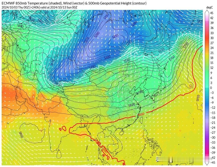 今天晚上，GFS、EC都对月中的强冷空气有较大反应，GFS认为，10月中旬，副热