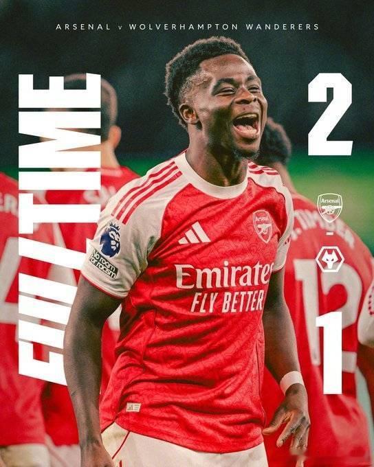 英超-刺激！狼队90分扳平94分再送乌龙 阿森纳2-1继续领跑------北京时