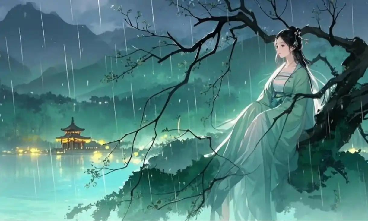 下联：风翻画卷总伤情

赏析：这幅对联中，下联“风翻画卷总伤情”与上联“雨展诗笺