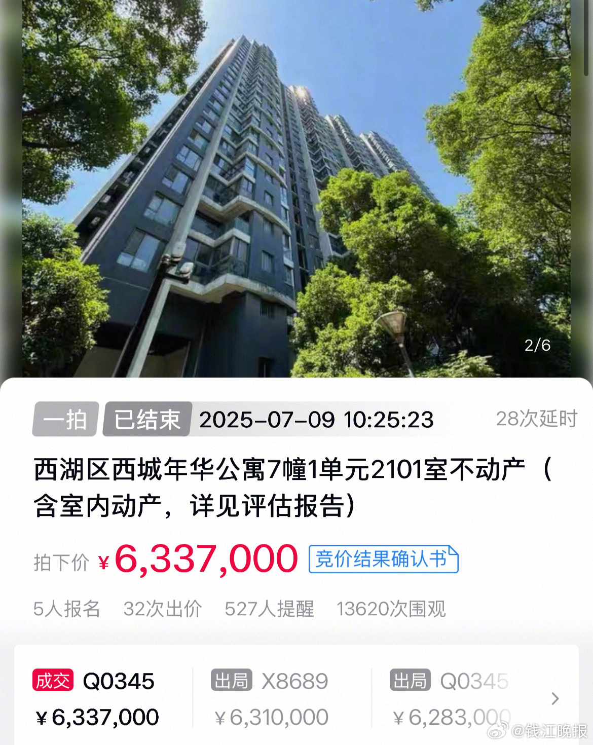 【 #杭州有明星学区房单价只拍出4.58万# 房龄高、面积大】位于杭州城西的西城