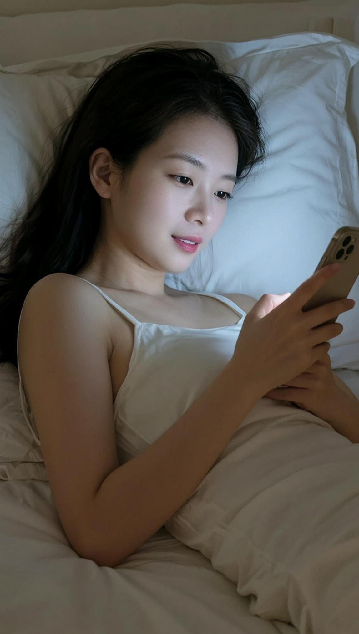 AI夜间躺卧照 清纯甜美女孩少女写真穿搭颜值