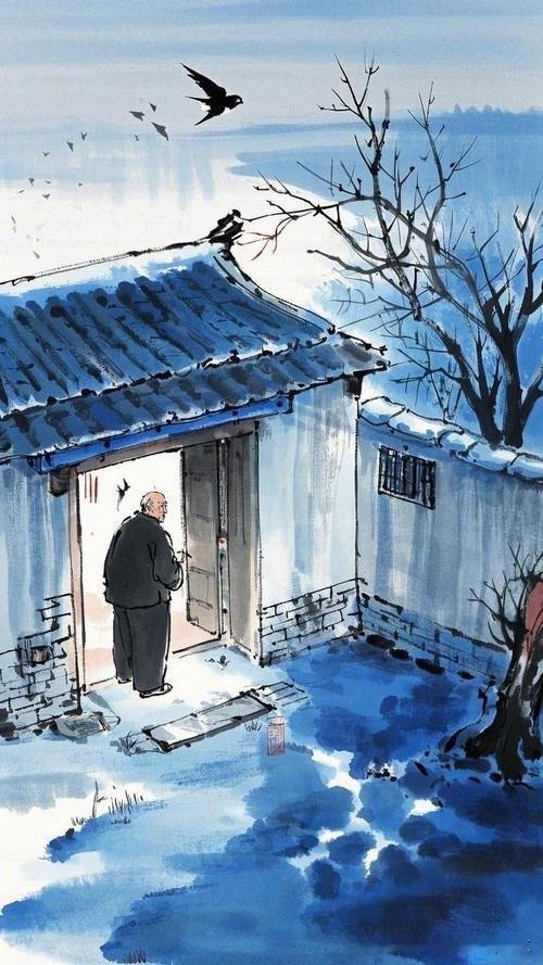 《闲居》
——元·张可久
看云坐，听雨眠，
鹤飞归老梅庭院。
青山隐居心自远，