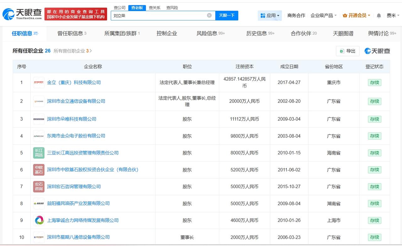 金立手机创始人已被多次限消

刘立荣名下多家企业被吊销或注销金立创始人被曝在印尼
