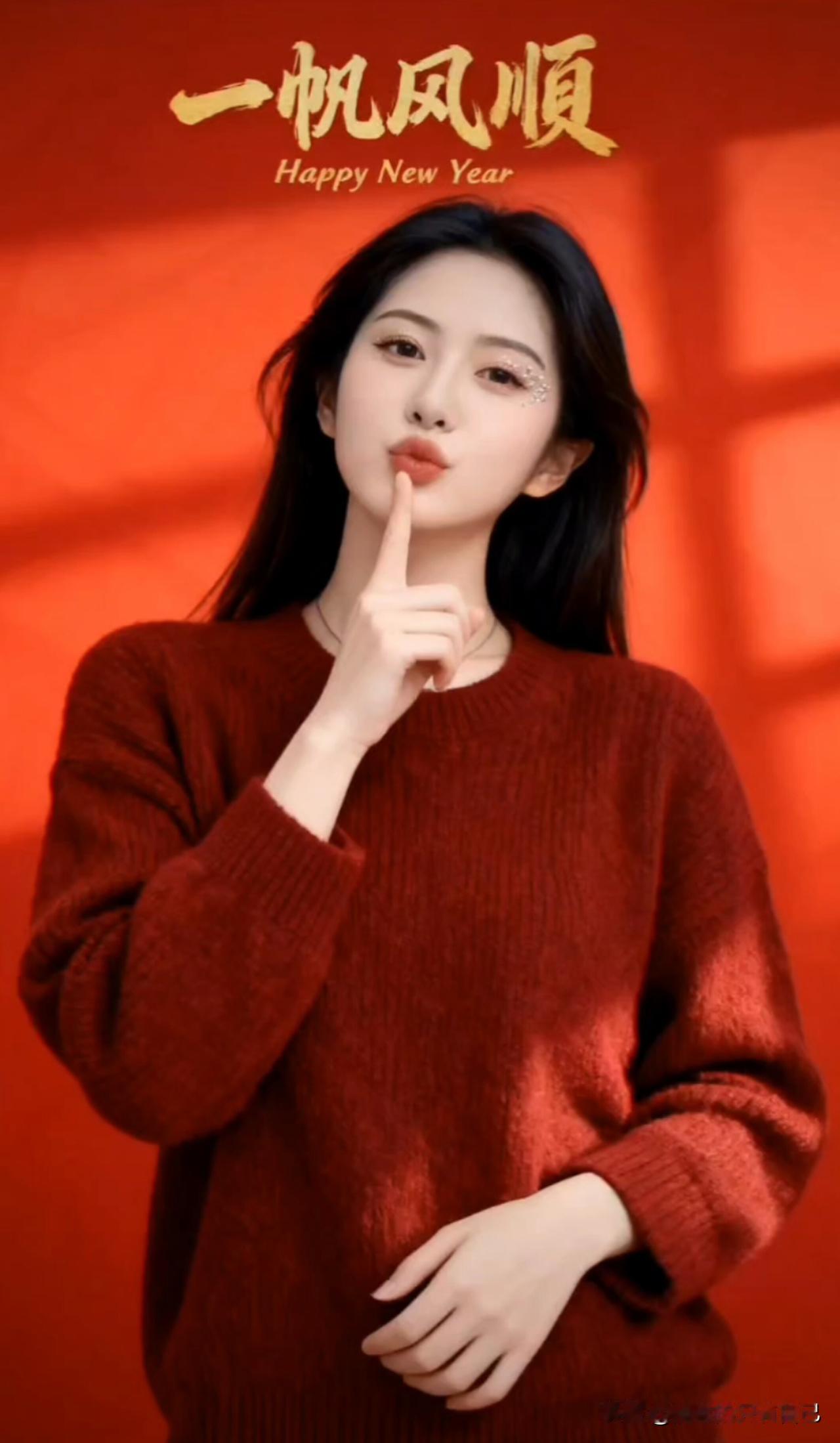 红衫漫染早春霞，
浅笑盈盈意自嘉。
万里鹏程风正劲，
一帆直渡幸福家。