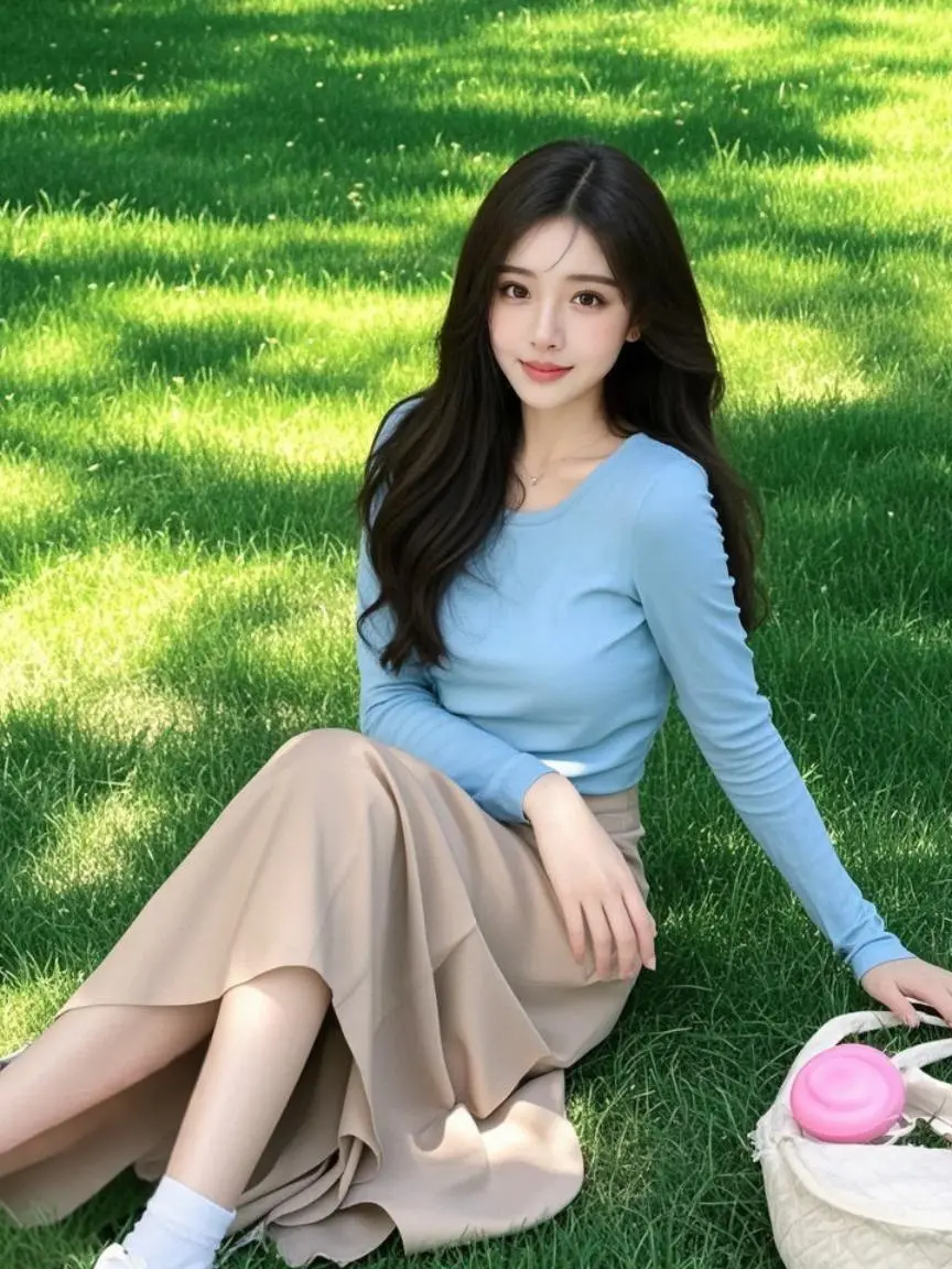 草地休闲照 原来ai写真可以这么美 人生总得有一套ai写真吧 谁拍谁好...