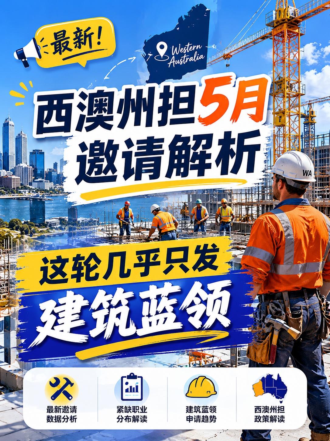 西澳州担5月邀请解析：这轮几乎只发建筑蓝领！
最近，西澳（WA）公布了 2025
