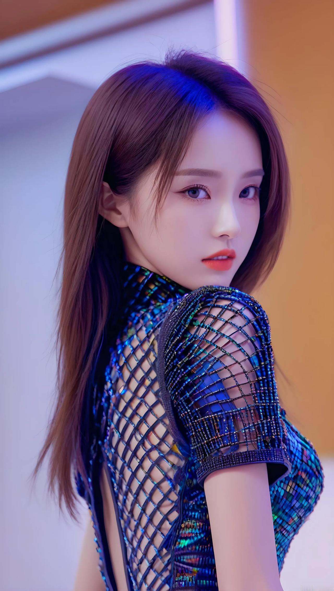 ✨蓝光少女✨ 闪耀的网纱连衣裙，尽显优雅与神秘！💃🌟