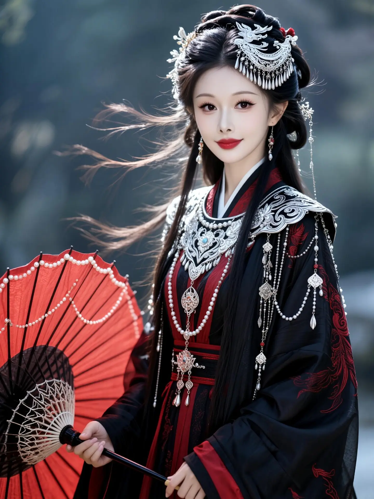AI古风持伞照 ai创作 苗疆古装 苗族古风 古风