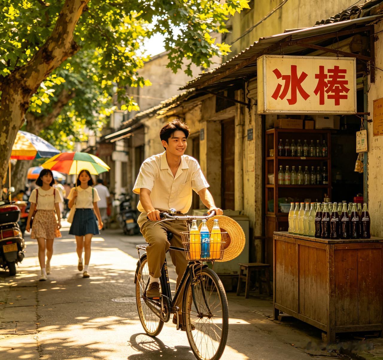 浓绿的梧桐枝叶层层叠叠，碎金似的阳光穿过叶隙，在青石板老街洒下斑驳树影，盛夏就这