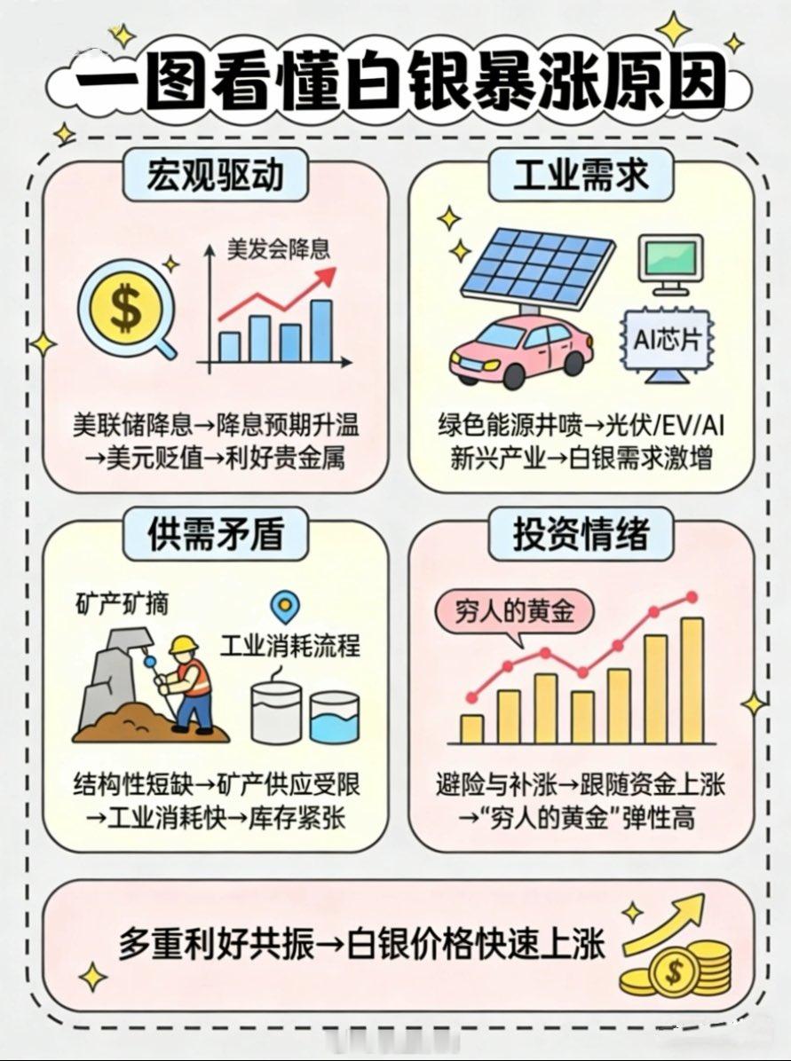 今天让AI再画一副图，一图看懂白银暴跌的原因。 