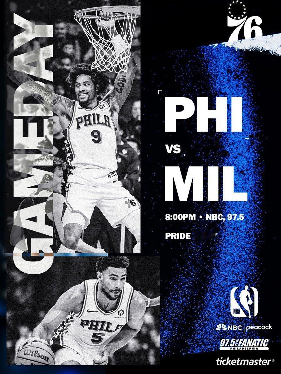 常规赛第46场：76人vs雄鹿首发阵容名单：马克西、埃奇库姆、乌布雷乔治、恩比德