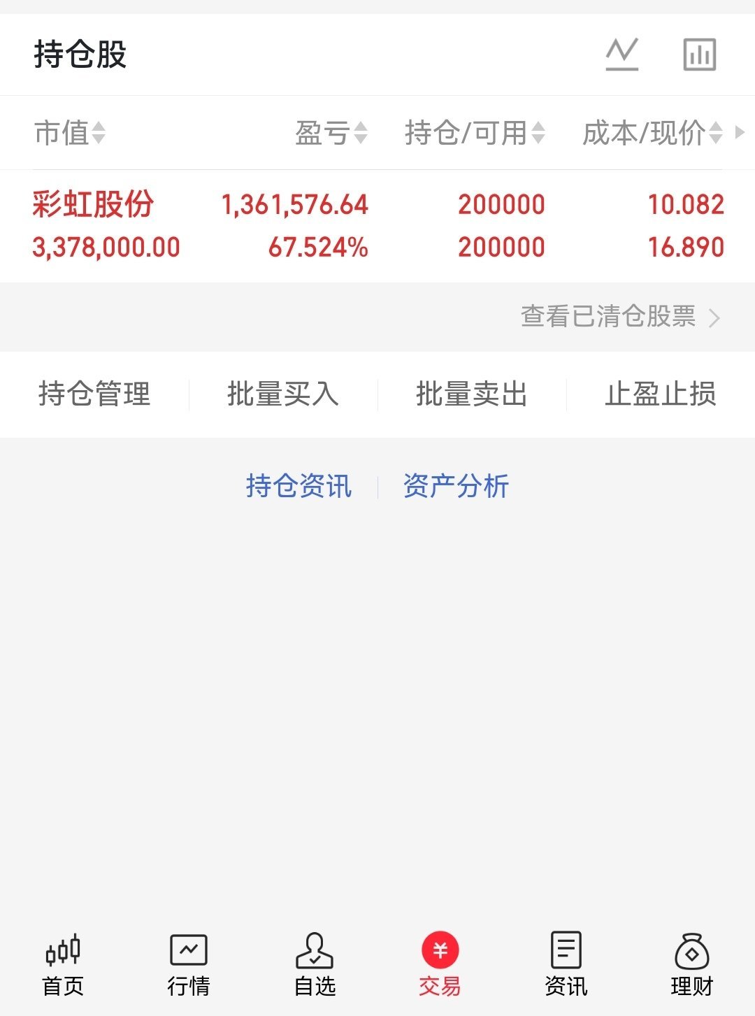 从6月15号拿到现在，彩虹股份这波主升浪全程锁仓吃肉最近全网都在聊基金漂移调仓砸
