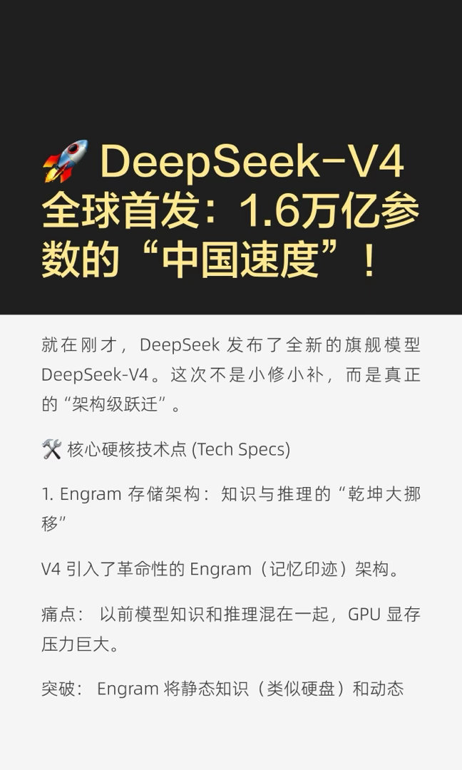 DeepSeek-V4 全球首发：1.6万亿参数的“中国速度”！DeepSeek