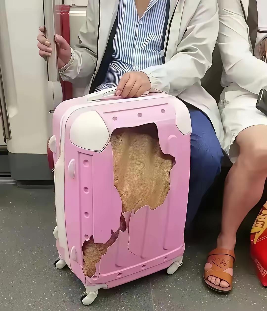这么破的行李箱还敢带出来，不怕被人笑吗？赶紧换一个吧。