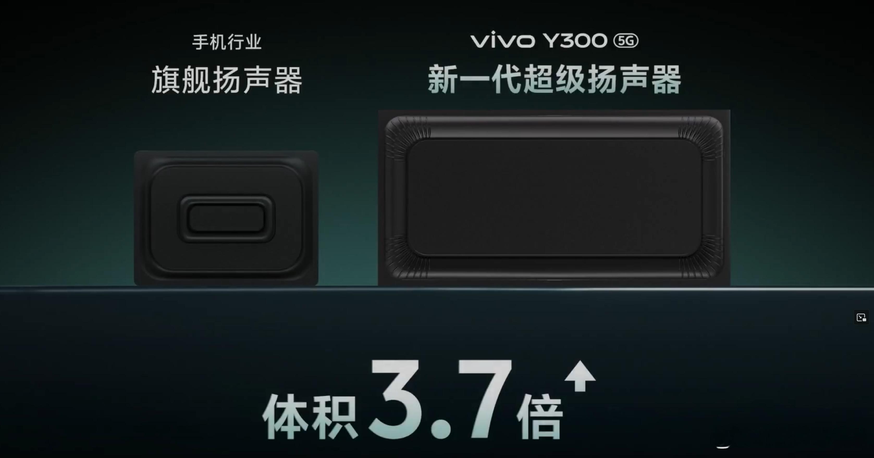 vivo Y300，新一代超级扬声器瑞声1326D，体积是手机旗舰扬声器的3.7