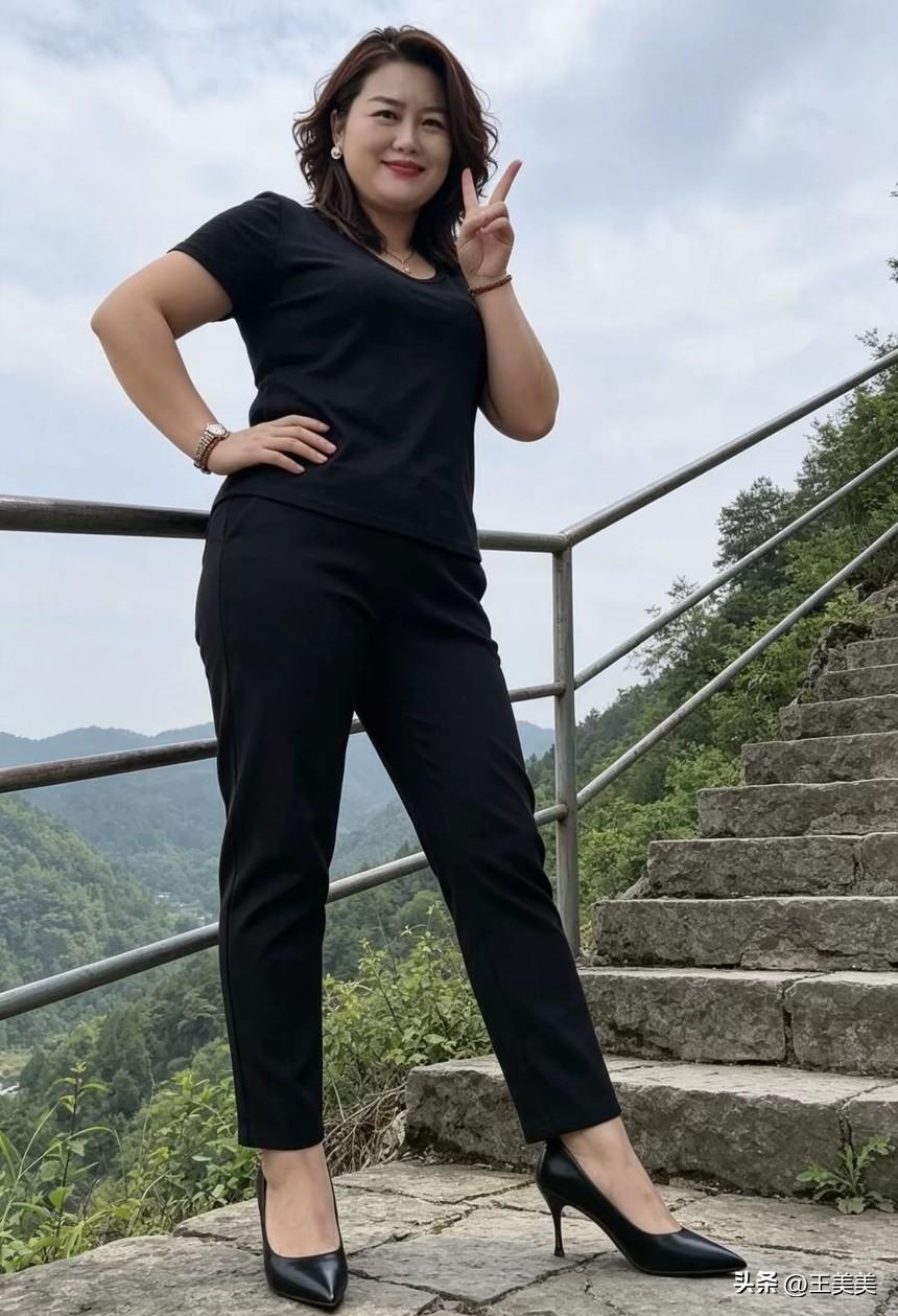 今日调休，约上好姐妹一起来爬山。
姐妹气质真好，圆润饱满的身材大方耐看，一身简约