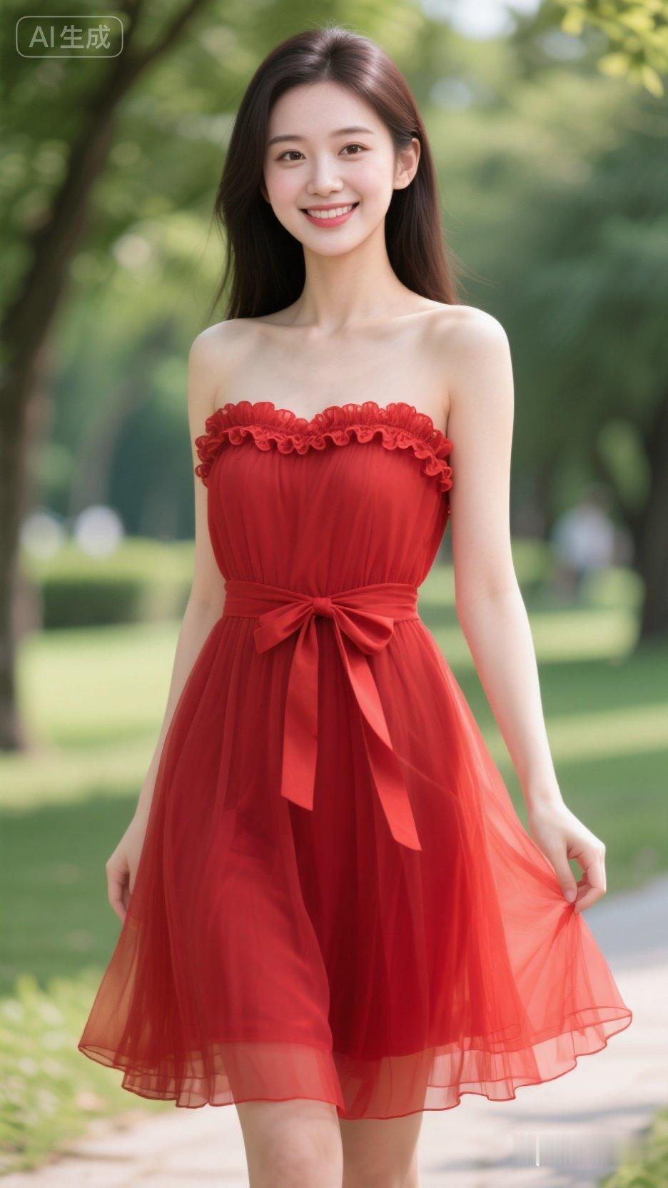 夏日甜美穿搭指南：红色连衣裙，清新自然，元气满满！🌞👗💃