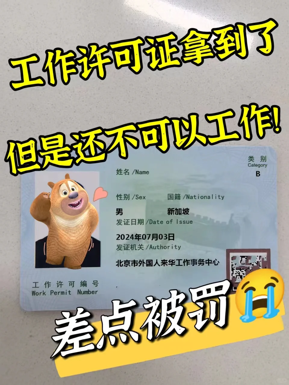 才知道😭工作签证不可以直接在中国工作