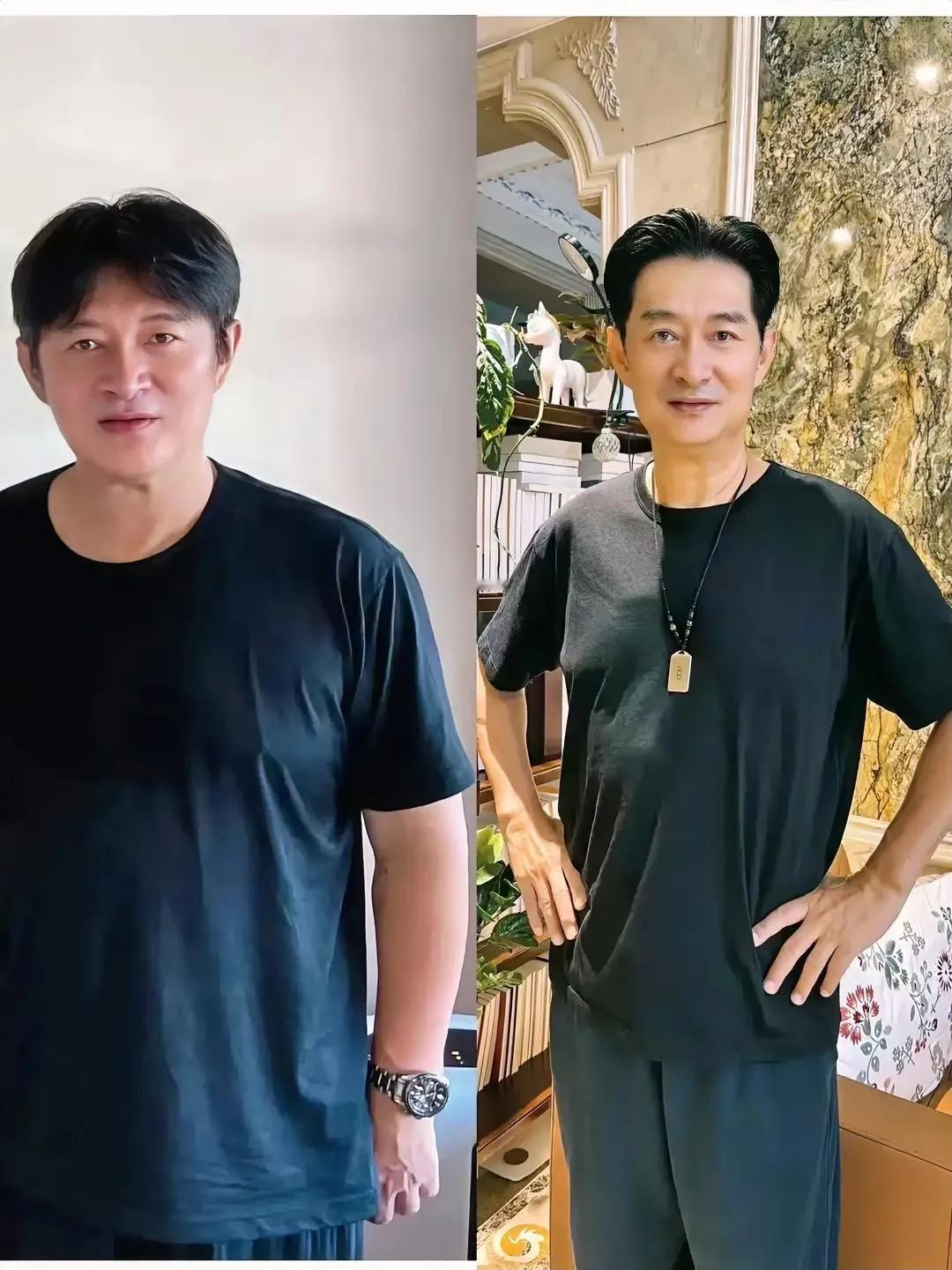 黄安的减肥前后对比发现：
减肥之前是大哥，
瘦了之后是大叔，
不信你们仔细看一看