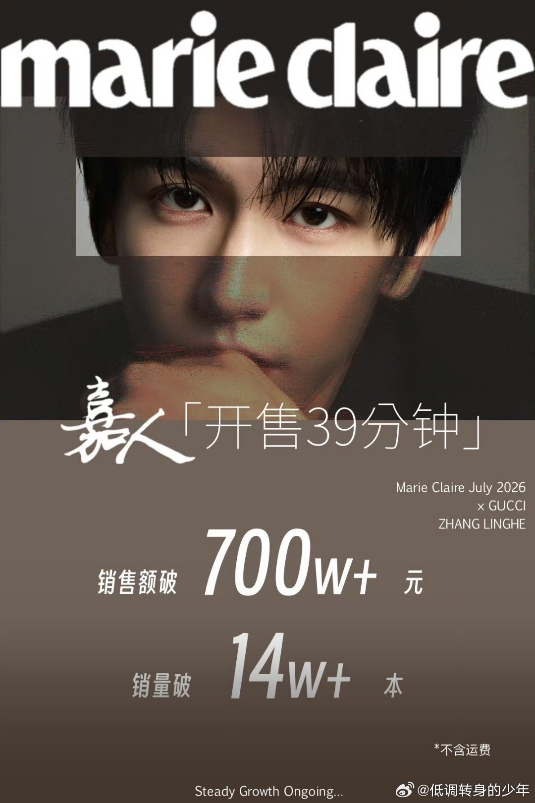 张凌赫把五官放大到极致《嘉人marie claire》七月刊限时3h，破700w