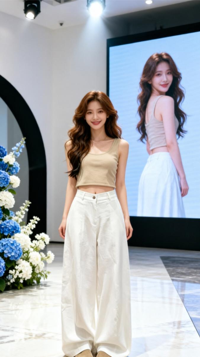 穿搭灵感制造机 审美提升穿搭 模特走秀宽腿裤 2026春夏穿搭 挑战秀场穿搭天花