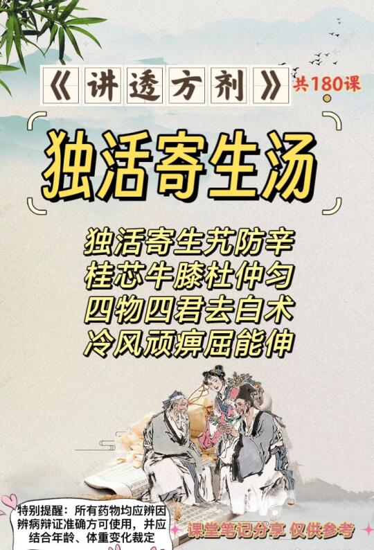 《讲透方剂》第164课：独活寄生汤（祛风胜湿