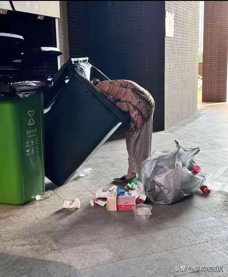 垃圾桶旁边的一幕，不得不说，惊呆了啊！[流泪][流泪][流泪]