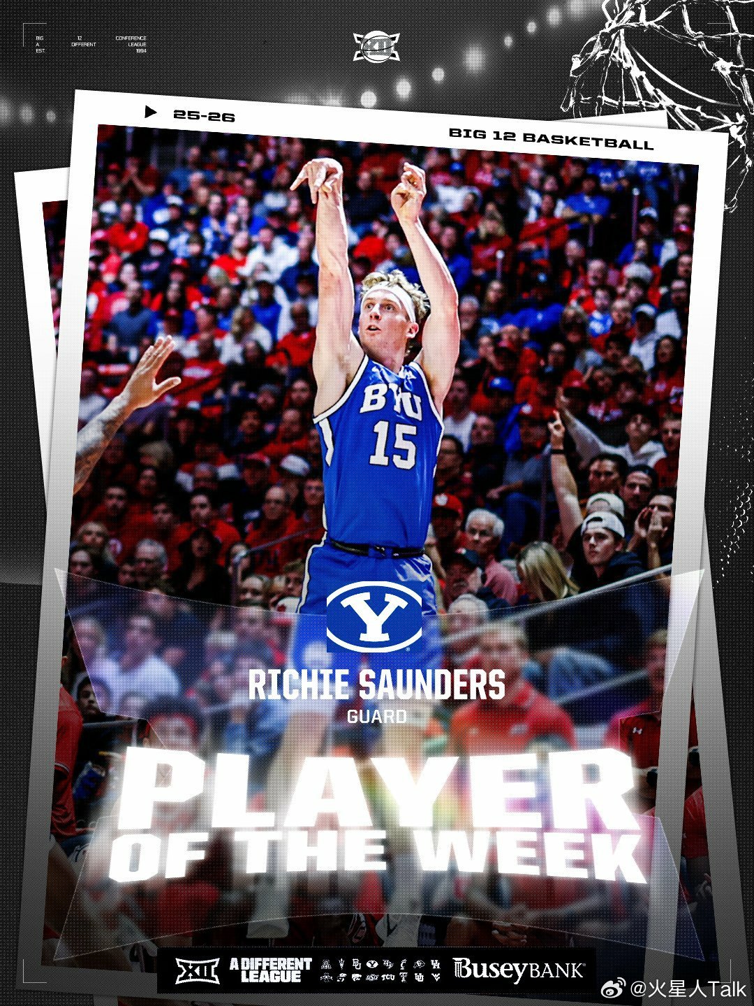 Big 12联盟第10周表现奖（2025-2026赛季）。 最佳球员：Richi