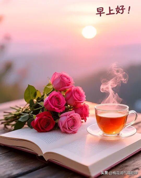 早安好时光，一杯茶香伴书香！🌞🌸📖