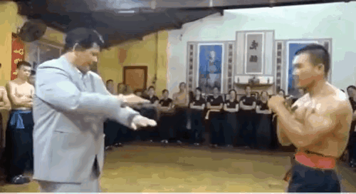 这才叫武林高手呢！挑战者根本进不了身，触摸上就被弹出挺远的，还得翻几个身。这叫啥