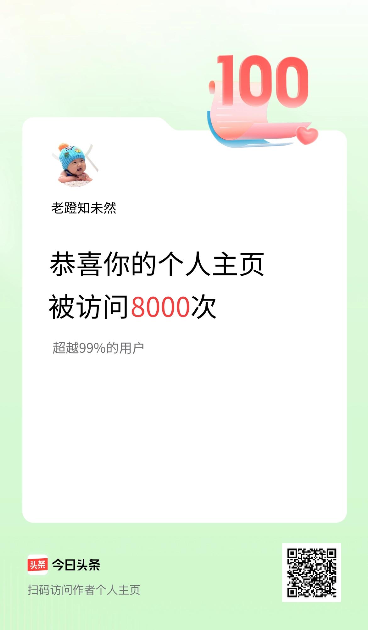 我的头条个人主页被访问8000次啦！