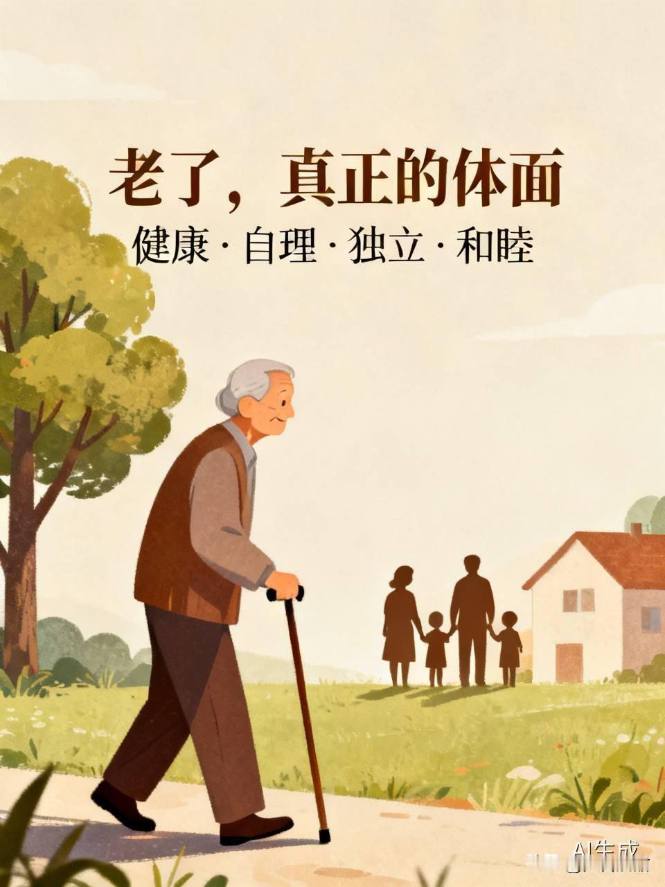 人老了，真正的体面不是穿金戴银、住豪宅开豪车，而是有健康的身体，能生活自理。就像