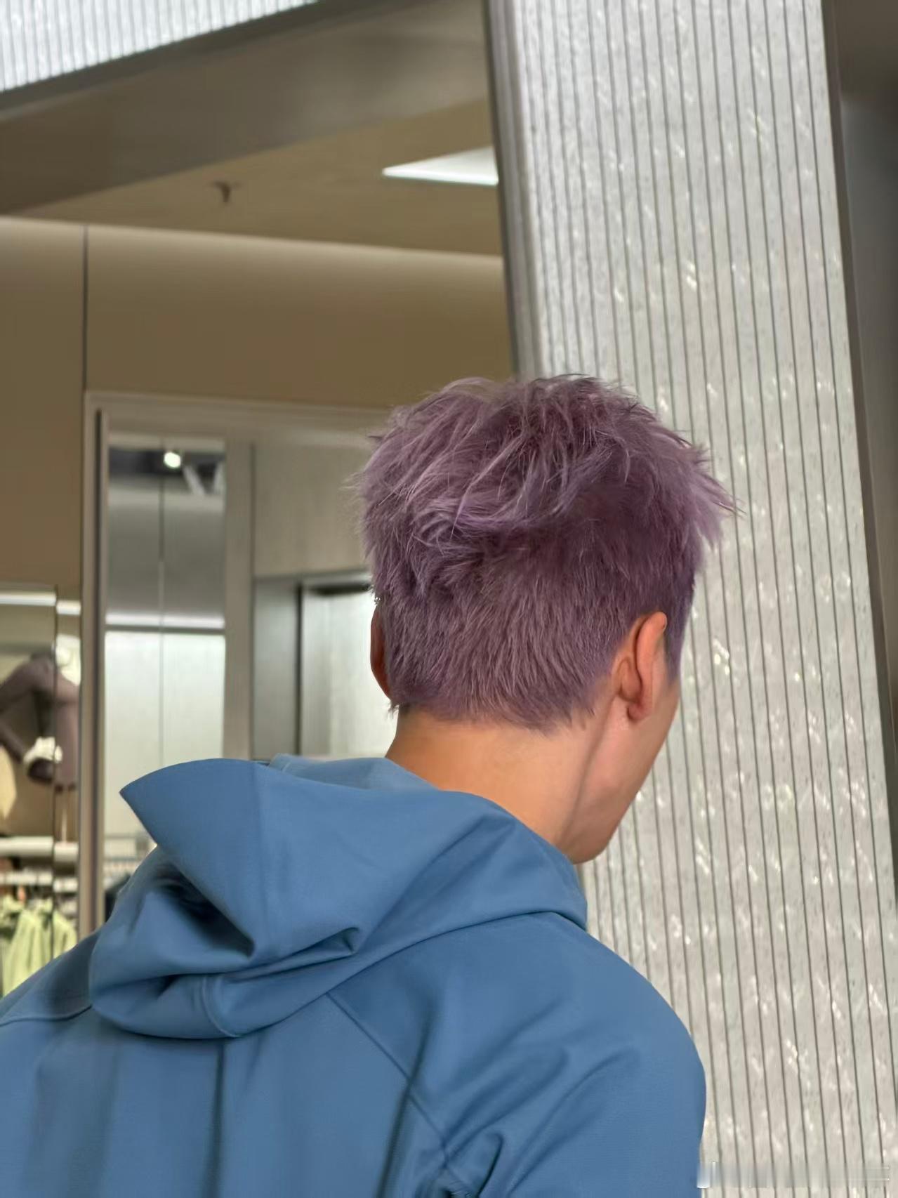 陈伟霆线下活动紫发造型陈伟霆紫发也很有韵味 翻看陈伟霆过往发色造型，风格百变，这