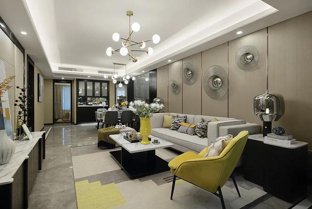 110㎡现代，硬装稳重端庄，软装配色鲜活，满屋舒适气质