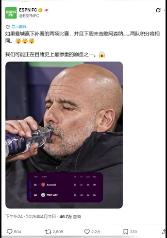 阿森纳危！ESPN：我们可能正在目睹史上最惨重的崩盘之一😱 