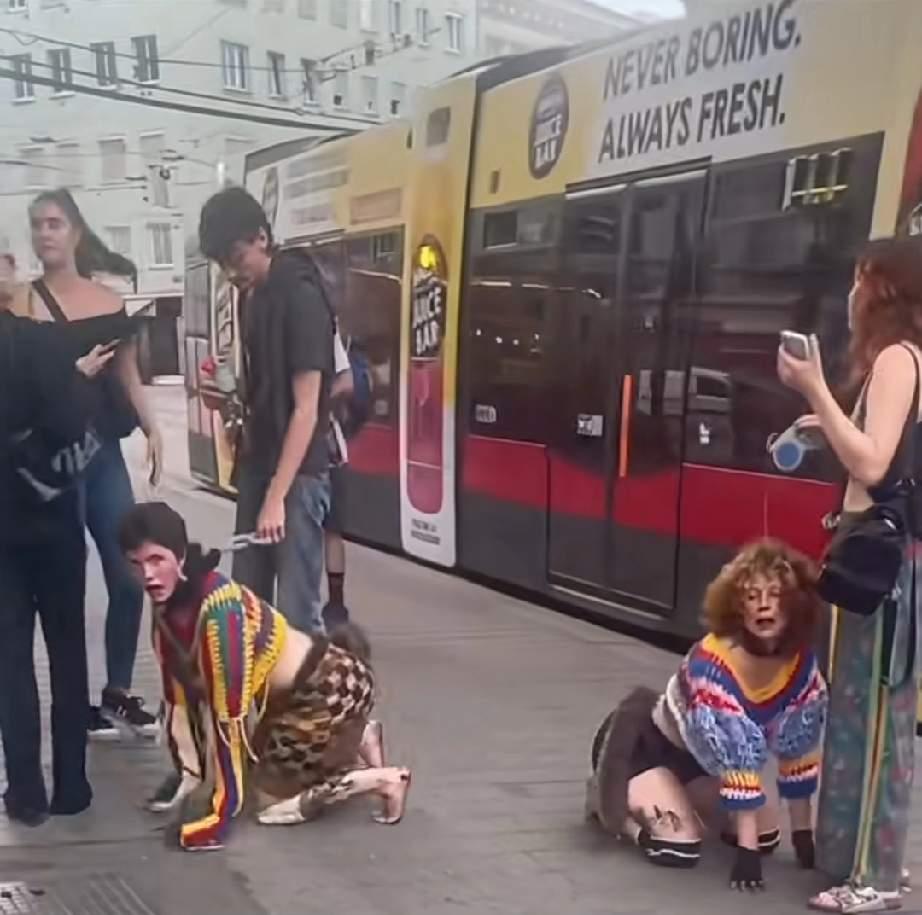 欧洲这波“犬类自我认同”潮流，也太抽象迷惑了。有人戴着项圈、拴着绳，四肢着地学狗