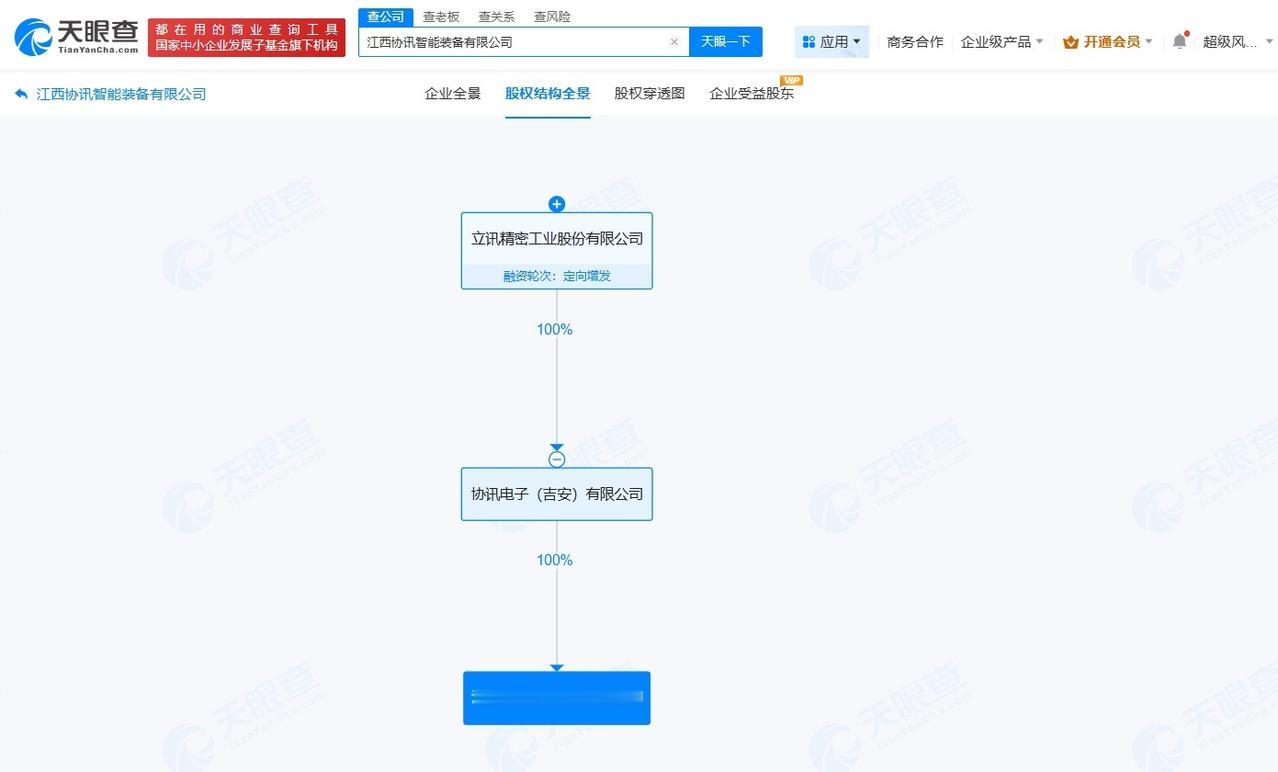 立讯精密在江西成立智能装备公司注册资本1000万
天眼查App显示，近日，江西协