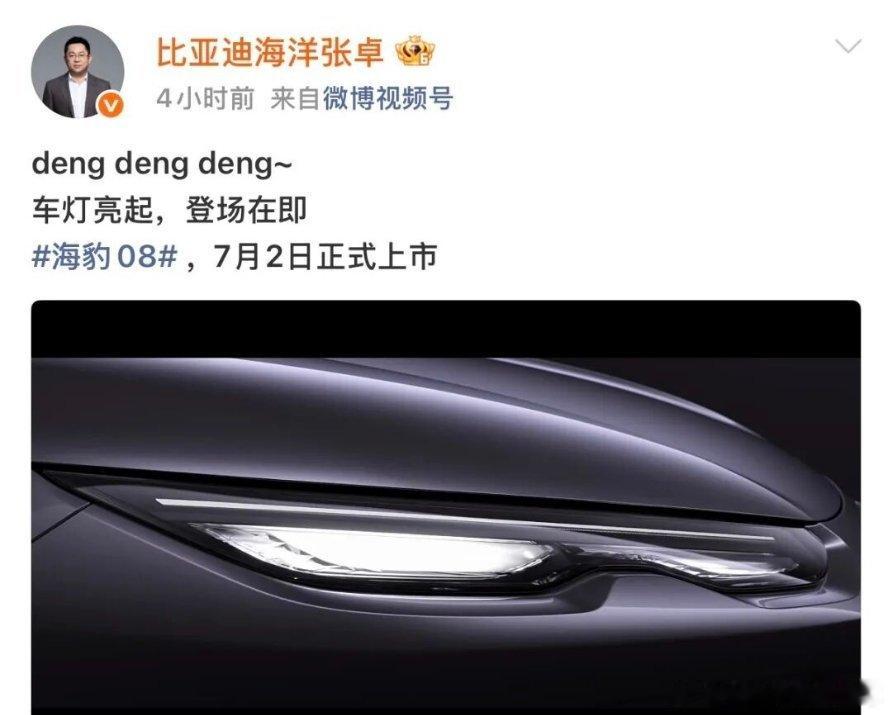 海洋网首款旗舰轿车海豹08，7月2日上市。 