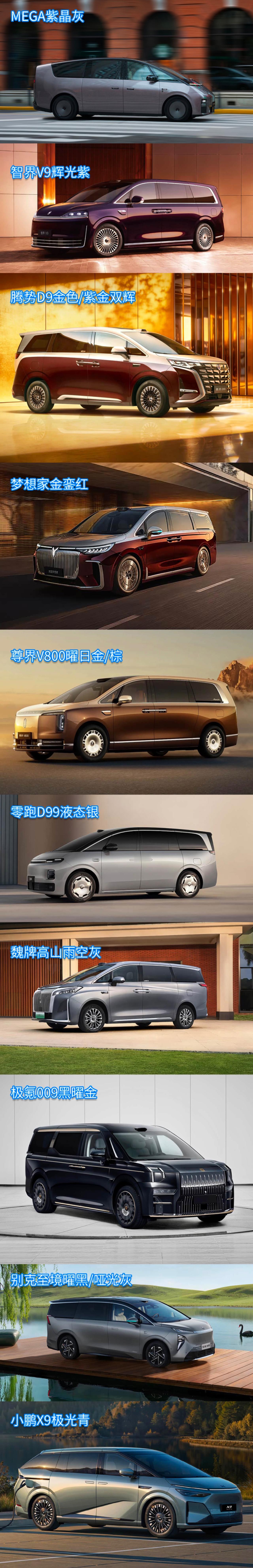 黑白灰太单调了，MPV可以搞搞七彩斑斓配色，下面这10台车，几个双色的我觉得挺不