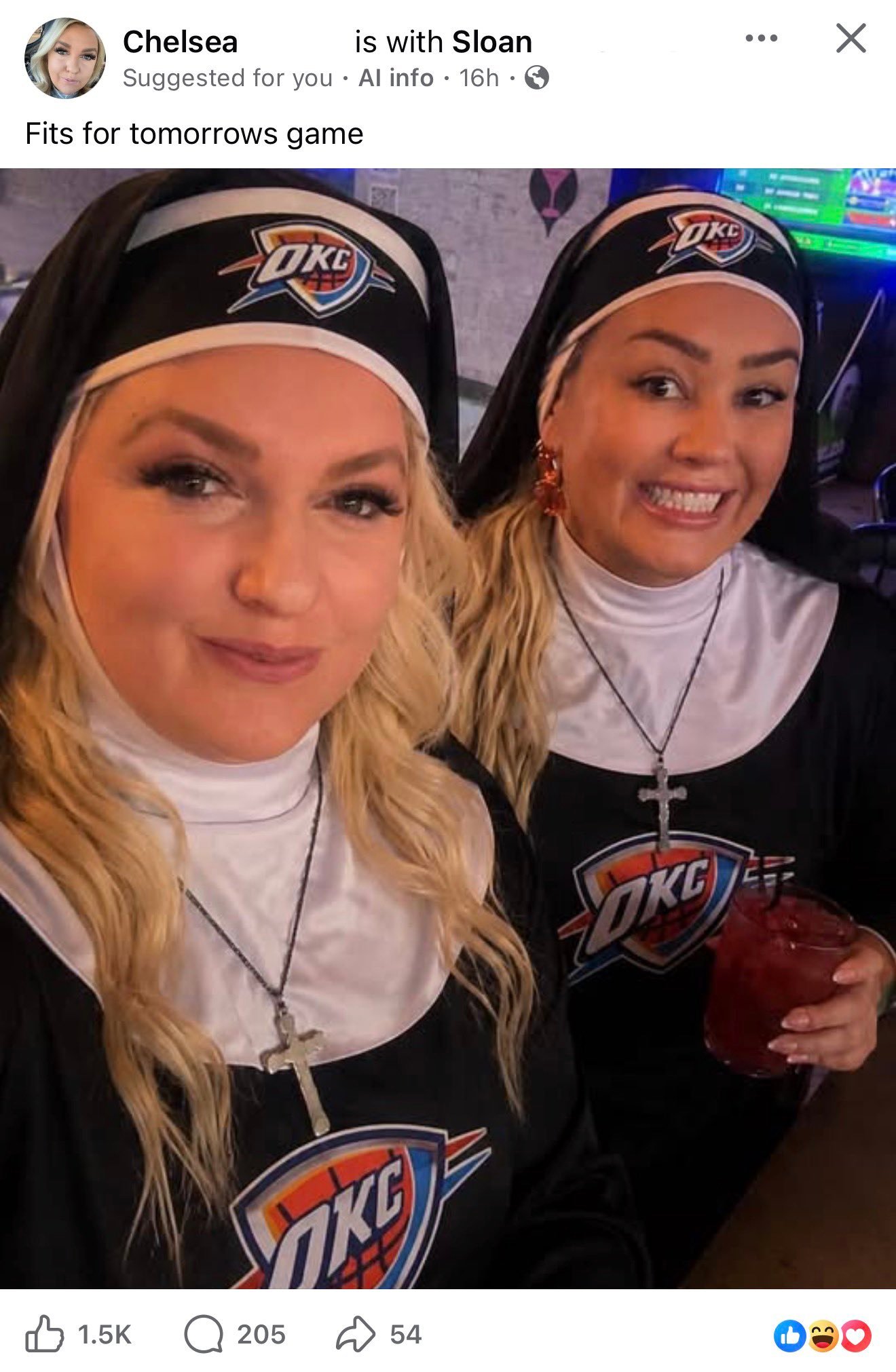 今天也有雷霆女球迷穿上修女装nba