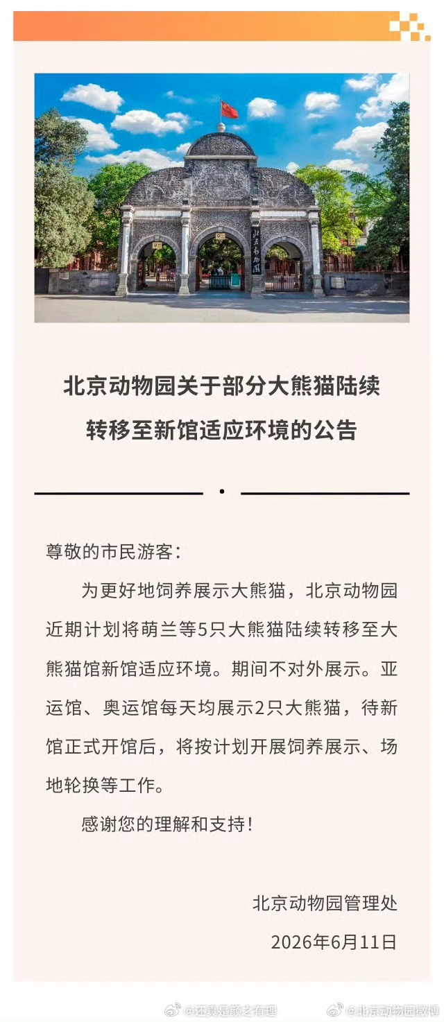 萌兰等5只大熊猫转移至新馆乔迁大喜啊我们么么儿，希望宝贝很快可以适应新家环境