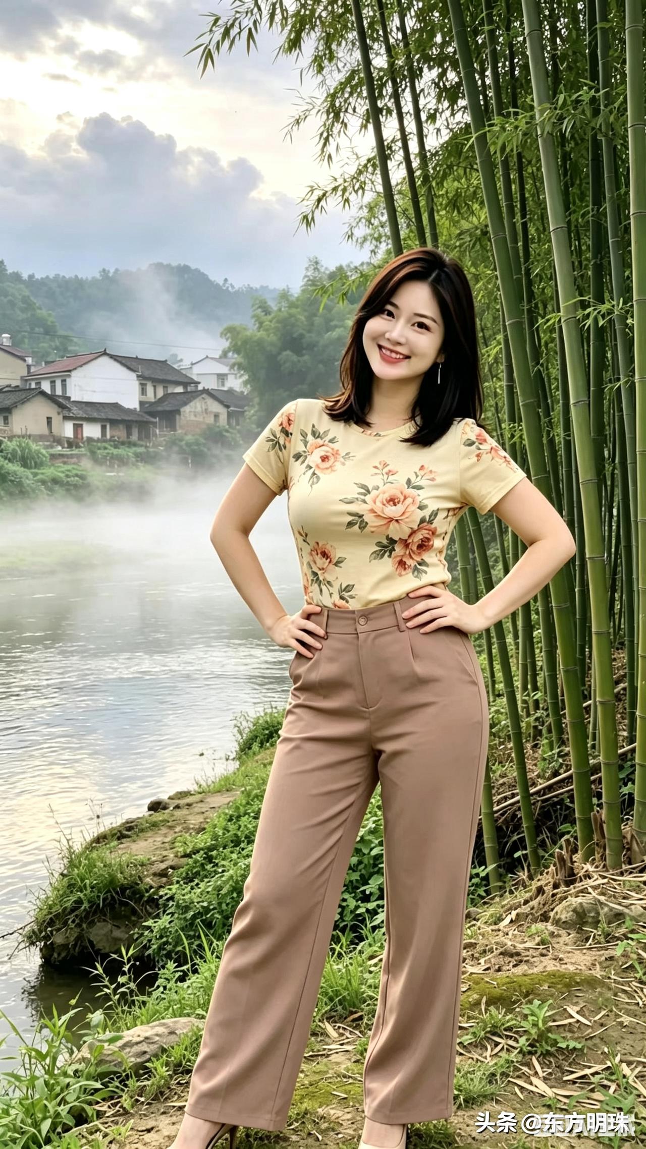 竹林绕清溪，薄雾裹古村，这才是原生态江南山野
 
成片翠竹沿着河岸连片生长，青绿