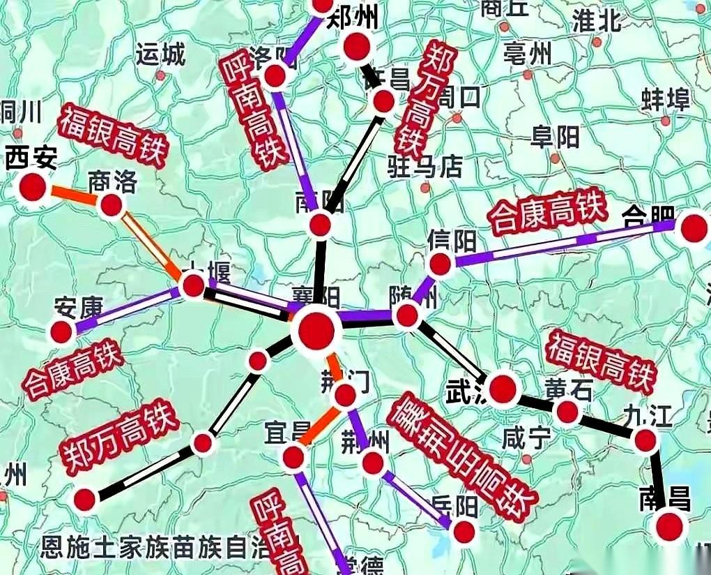 南阳到十堰的高铁路线图出来了，好家伙，一条直线，完美绕开襄阳！
今天群里都在转这