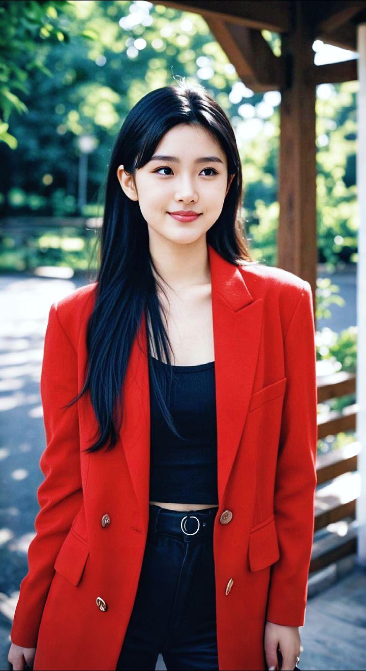 AI扩图 AI红衣佳人